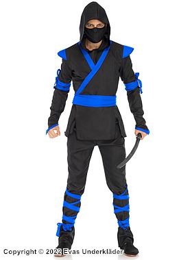 Ninja, costume top and pants, hood